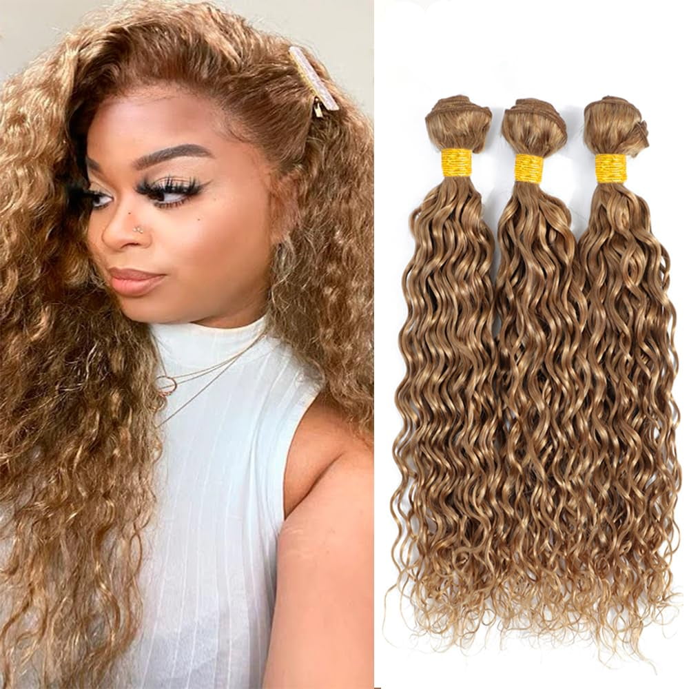 Extensiones de cabello Nuailisex Blonde Water Wave, paquetes de