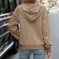 thumbnail image 5 of Yokua Women's Hoodies Casual Long Sleeve Quilted Half Button Drop Shoulder Pullover Tops Loose Drawstring, 5 of 8