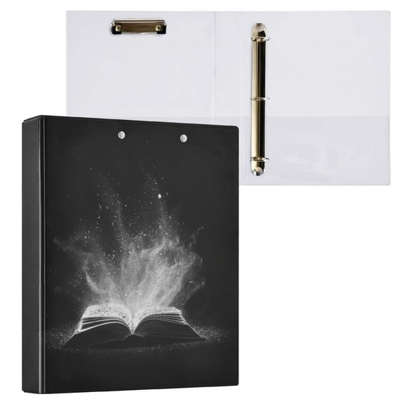 Open Book 3 Ring Hardcover Binders 1.5in Round Rings for Letter-Size Folder Paper Organizer Pockets for Office Student Recipe