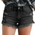 thumbnail image 2 of ABATAB Women's Denim Shorts Ripped Summer Dressy Jeans Shorts Stretchy Frayed Hem Vacation Streetwear Shorts, 2 of 4