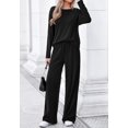 thumbnail image 6 of FreshPretty 2 Piece Matching Lounge Sets for Women Fall Outfits,Airport Travel Outfit,Postpartum Going Home,Cute Comfy Loungewear,Boat Neck Long Sleeve Top,Wide Leg Pants,Winter Clothes, 6 of 7