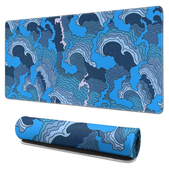 Blue Waves desk Mouse Padwaterproof,rubber multispandexwashable Gaming Mouse PadDesk Pad for Office Home Game 31.5x15.7inches