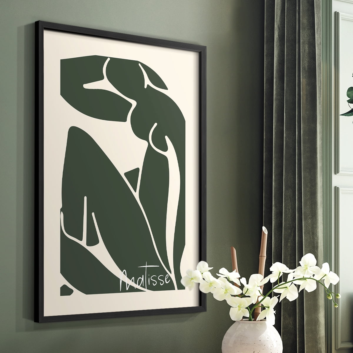 Matisse CCCVII in Black Solid Wood 16 x 20 Framed Print