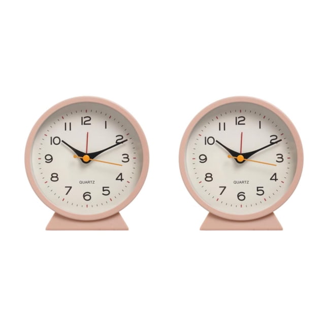 Bewildely Despertador de de escritorio, alarmas de Metal de forma redonda con luz nocturna, relojes de noche, silenciosa, cuarzo para oficina y Type1 NO1