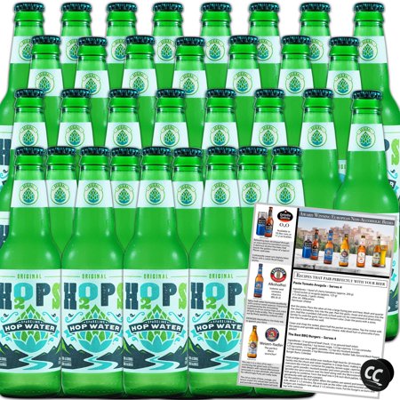 H2OPS Sparkling Hop Water 32PK - Original, 0 Alcohol, 0 Calorie, (32 12oz Glass Bottles) Craft Brewed, Premium Hops, Lightly Carbonated, Gluten Free, Unsweetened, NA Beer