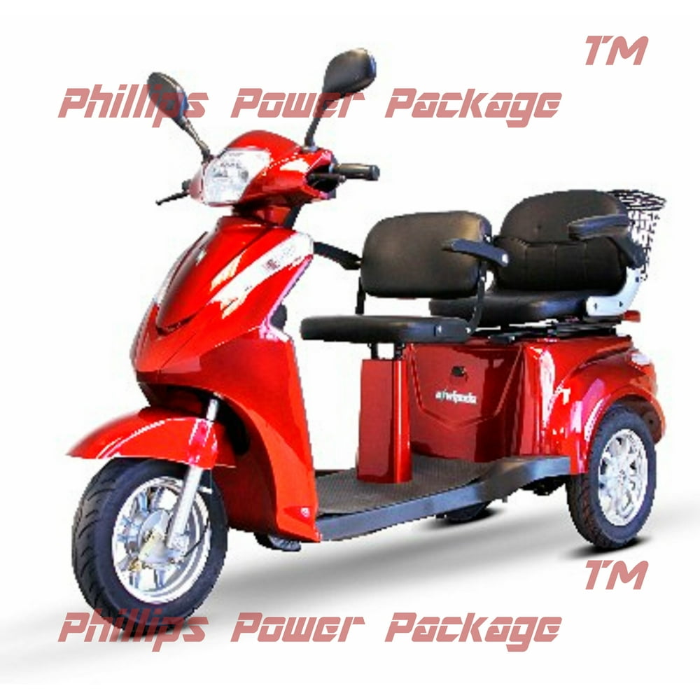 EWheels EW66 2Passenger Heavy Duty Scooter 3Wheel Red