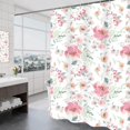 thumbnail image 1 of Cortina de ducha de 180 x 200 cm con 12 ganchos de secado rápido (Rose Manor), tela de poliéster impermeable y lavable a máquina, cortinas de baño, 1 of 5