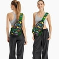thumbnail image 6 of Colorful Dino and Forest Pattern Sling Backpack, Cute Cartoon Dinosaur Print Lightweight Crossbody Bag for Outdoor Hiking and Travel, 6 of 6