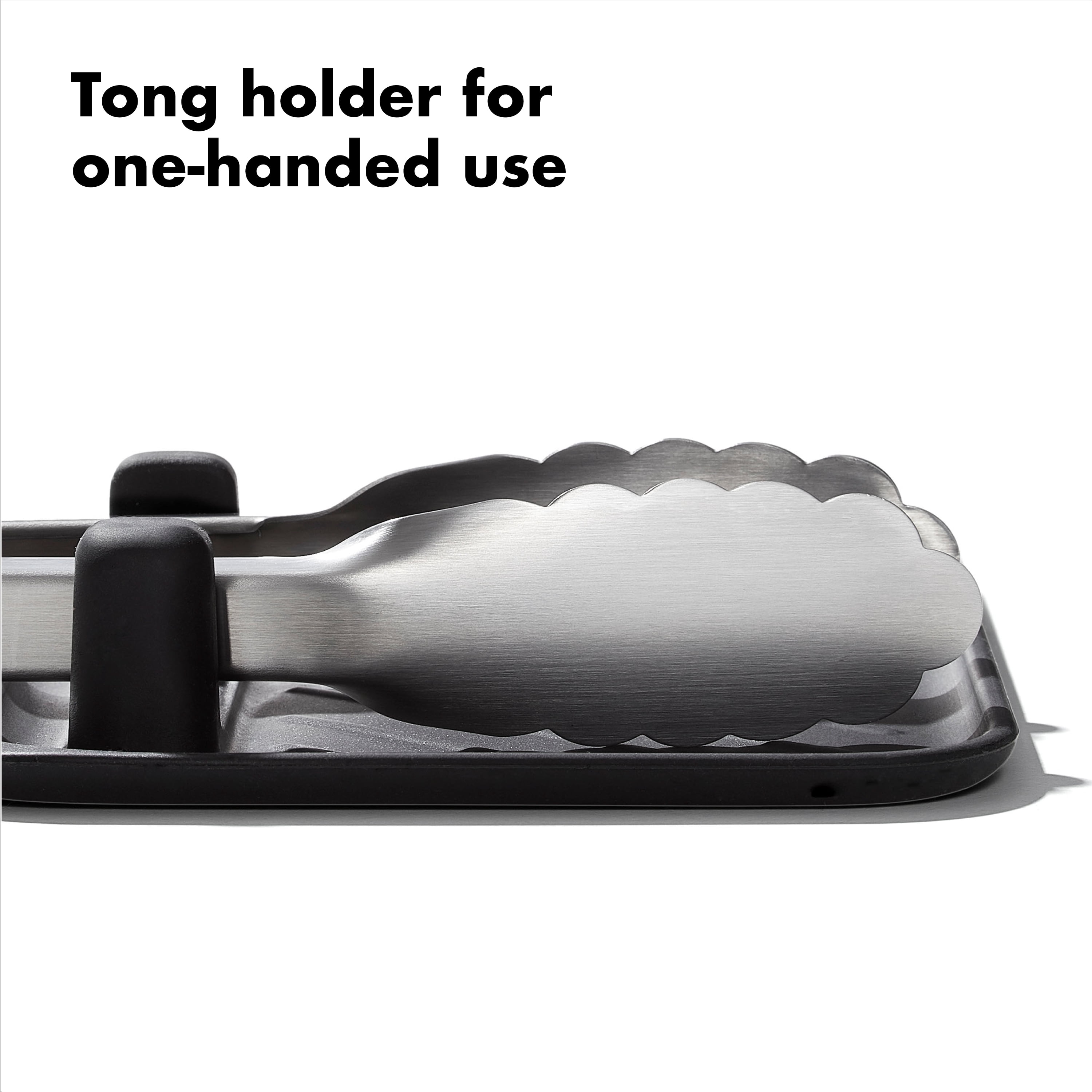 OXO Grilling Heat-Resistant Silicone Tool Rest, BBQ Utensil Holder for Grill Tools, Tongs, Spatulas and Basting Brushes