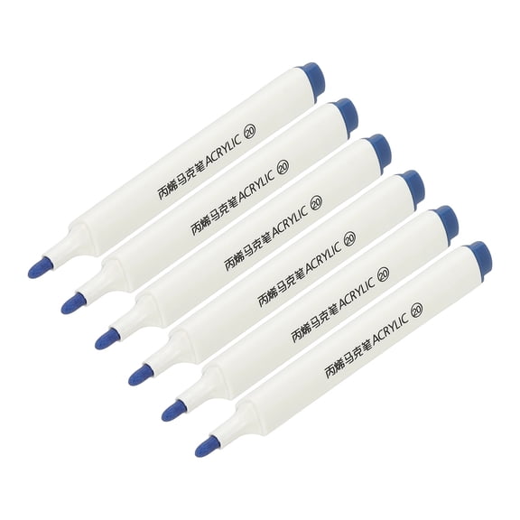 Acrylic Paint Marker Pens, 6Pcs Acrylic Paint Pens Waterproof Paint Art Marker Pen Water Based Paint Pen for DIY Craft, Dark Blue