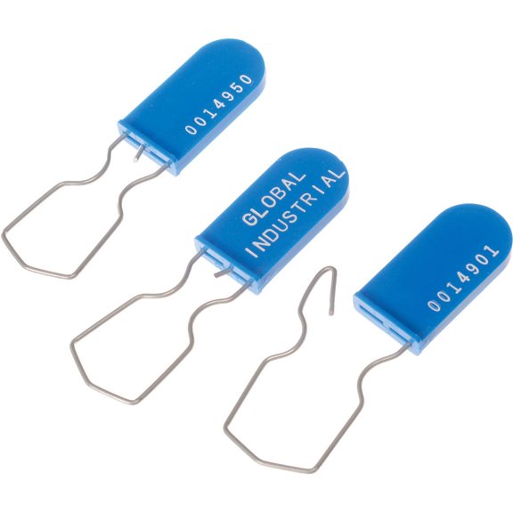 Global Industrial 670485BL Padlock Seal with Wire Hasp, Blue - Pack of 1000