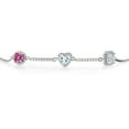 thumbnail image 2 of Gem Stone King 925 Sterling Silver Bracelet for Women Round Pink Moissanite Aquamarine (1.72 Cttw), 2 of 4