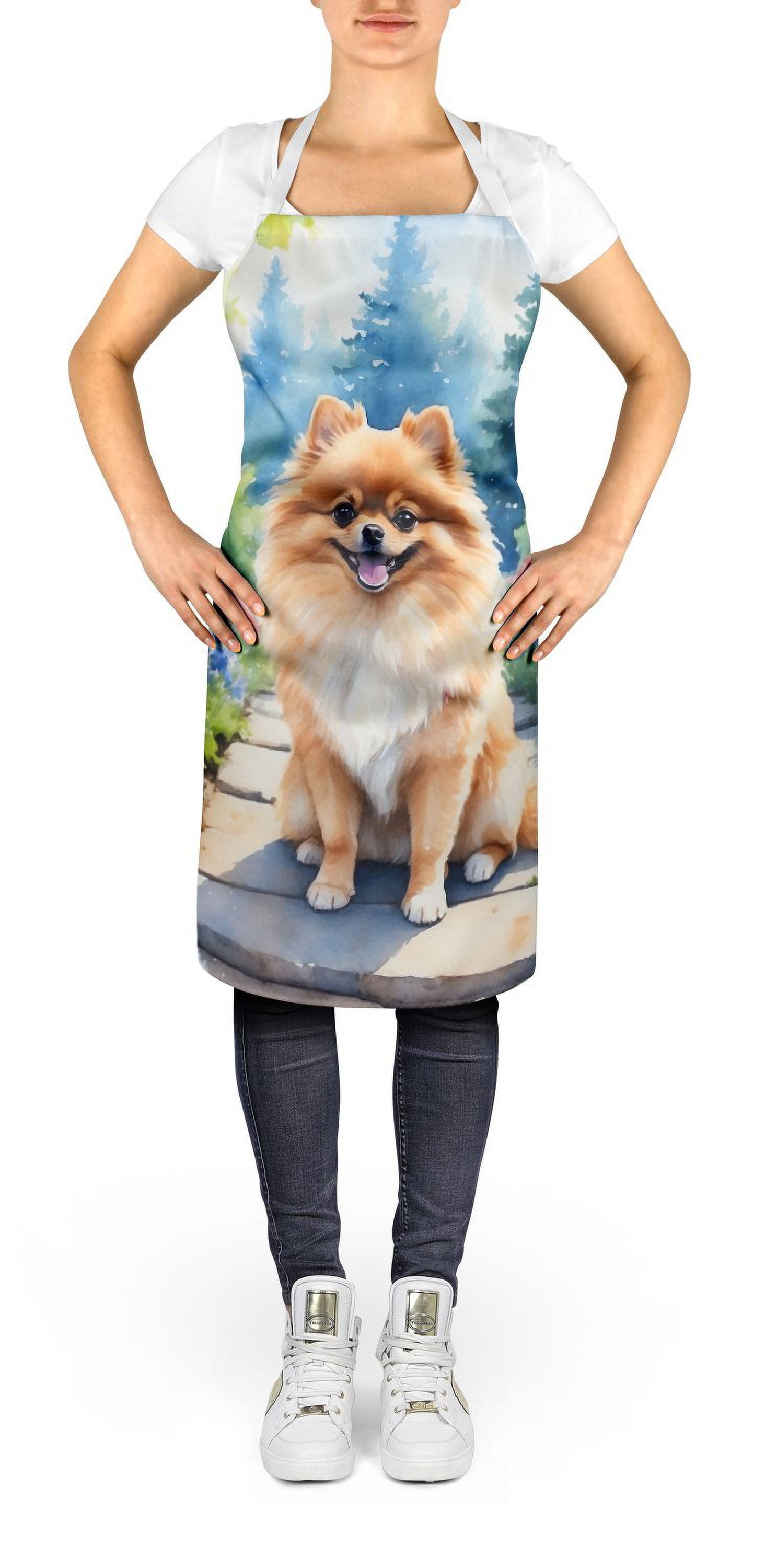 Pomeranian Spring Path Apron 27 in x 30 in