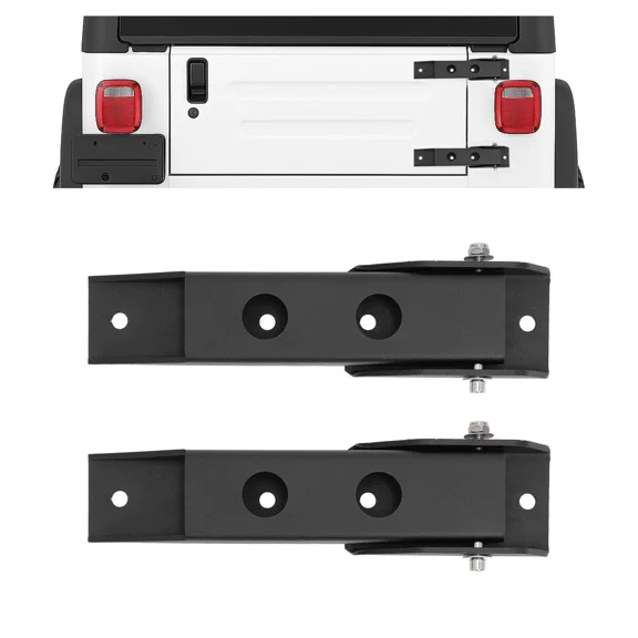 Kojem Pair Rear Tailgate Door Hinges Set for 1997-2006 Jeep Wrangler TJ Powder Coated