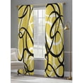 thumbnail image 5 of Yellow Geometric Semi Sheer Curtains 96 Inch Length 2 Panels Set, Farmhouse Abstract Black White Striped Sheer Kitchen Curtain Privacy Voile Window Curtain for Living Room Bedroom Rod Pocket Drapes, 5 of 7