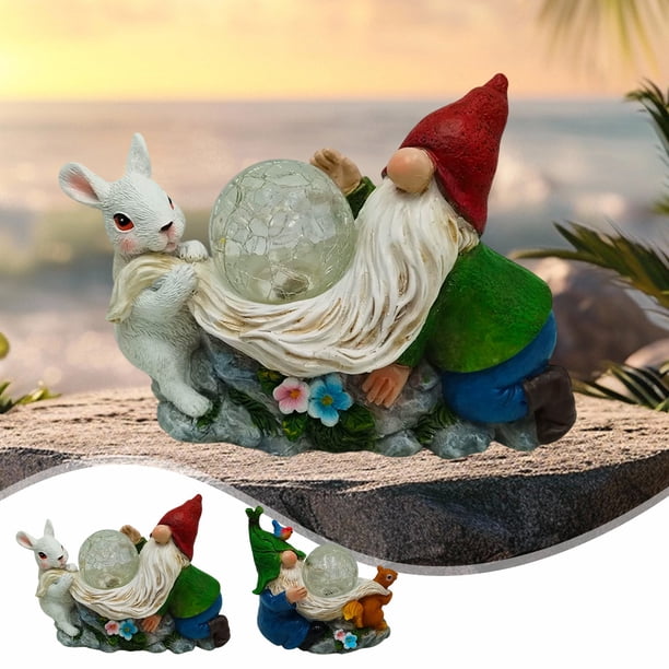 Xihbxyly Lámpara Solar de Jardín, Decoración de Resina con Forma de Conejito y Cachorro, de Bajo Consumo, con Energía Solar, Luz Led con Sensor de Movimiento, Decoración para Jardín y Patio, Color Bl