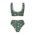 thumbnail image 2 of Honeii Santa Hat Joy Green Festive Print Women’s Bikini Set,Two Piece Swimsuit Bathing Suits,Stylish High Elasticity Swimwear for Beach and Pool, 2 of 7