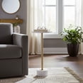 thumbnail image 2 of Round End Side Table or Small Night Stand for Room Decor - Metal Bedside Table with Marble Top for Home, Bedroom, or Living Room - Slim Decor Accent for Small Spaces - 25", White & Gold, 2 of 10