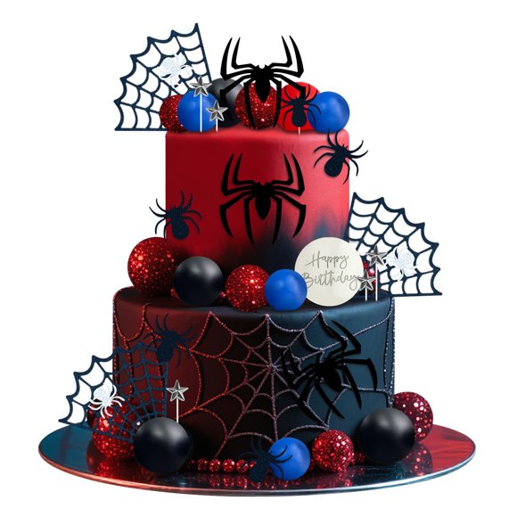 Decoración de telaraña para tartas con araña para fiesta de cumpleaños