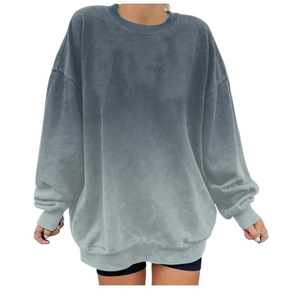 NOLDARES Womens Oversized Sweatshirts Crewneck Pullover Long Sleeve Pullover Sweaters Tops Fall Outfits 2024 Clothes(Grey,XL)
