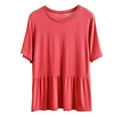 thumbnail image 1 of Yuyuzo Hauts de Pyjama pour Femmes à Manches Courtes Col Ras du Cou Haut Doux et Confortable Vêtements de Nuit Vêtements de Détente Vêtements d'Intérieur, 1 of 5