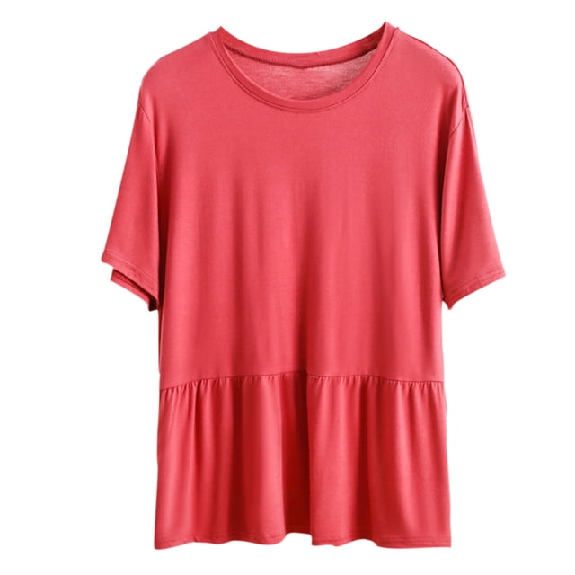 Yuyuzo Hauts de Pyjama pour Femmes à Manches Courtes Col Ras du Cou Haut Doux et Confortable Vêtements de Nuit Vêtements de Détente Vêtements d'Intérieur