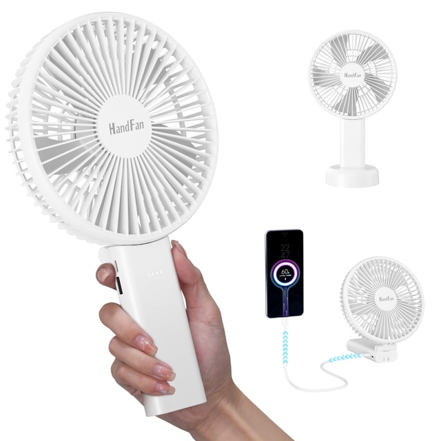 Ventilador portátil HandFan de 6 pulgadas con batería de 4000 mAh, 6 velocidades, gris