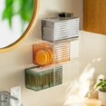 thumbnail image 3 of Wall-Mounted Cotton Pad and Swab Organizer Box, Punch-Free Transparent Plastic Cosmetic Storage Container with Drawer B, 3 of 6