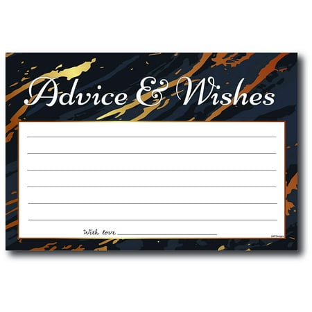 Advice and Wishes Cards | Black and Gold Marble | Perfect for the Bride and Groom, Baby Shower, Bridal Shower, Graduate or Any Occasion 50 Ct.