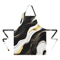 thumbnail image 2 of Black and Gold Marble Layered Waves Pattern Apron-Garden Aprons for Women with Pockets-Cotton Linen Waterproof Kitchen Cooking Gardening Aprons Adjustable for Kitchen,Cooking,BBQ and Salon 33x27 Inch, 2 of 7