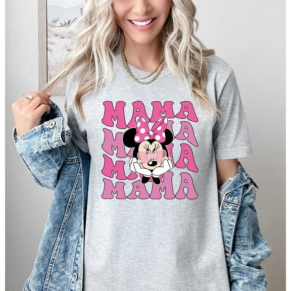 Moonlight Apparel Cute Mama Graphic T-Shirt for Women Casual Short Sleeve Summer Top Fun Mom Shirt Gift Minnie Inspired Style Trendy Cute Outfit