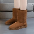 thumbnail image 4 of Botas de nieve para mujer, de invierno, punta redonda, estilo coreano, hasta media pantorrilla, con forro polar, plataforma gruesa y cálida, botas informales de algodón para estudiantes, 4 of 6