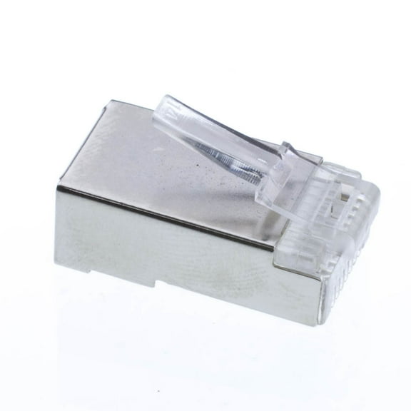 Cable Wholesale Shielded Cat5e RJ45 Crimp Connectors for Solid and Stranded Cable- 8P8C- 50 Pieces