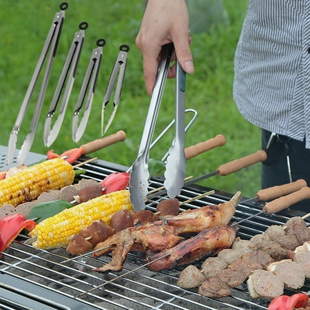

huanledash 9/12/16/16inch Stainless Steel BBQ Tongs Kitchen Food Salad Buffet Grill Clip