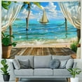thumbnail image 4 of Shiartex  Ocean Beach Tapestry,Coconut Tree Tapestry Wall Hanging Palm Tree Tapestry Bohemian Tropical Paradise Sea Hawaii Landscape Tapestry Nature Scenery for Living Room 40x60inch, 4 of 6