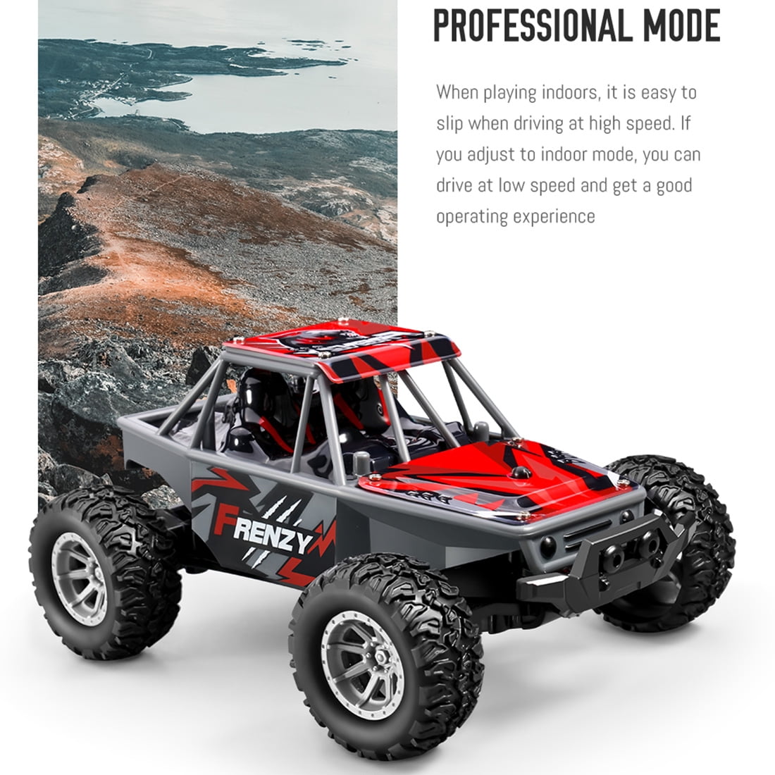1:32 Scale RC Drift Off-Road Vehicle, 2.4G 4WD High Speed Remote Control Truck, Full-Scale Synchronous Controller, Ready-to-Run Mini Crawler Car for Adults - Red