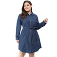 thumbnail image 2 of Vestido Camisero De MezclilPor EnciDe RodilCon Mangas Largas Tallas Grandes PaMujer Azul 3XL, 2 of 6