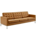 thumbnail image 2 of Loft Tufted Upholstered Faux Leather 3 Piece Set in Silver Tan, 2 of 5