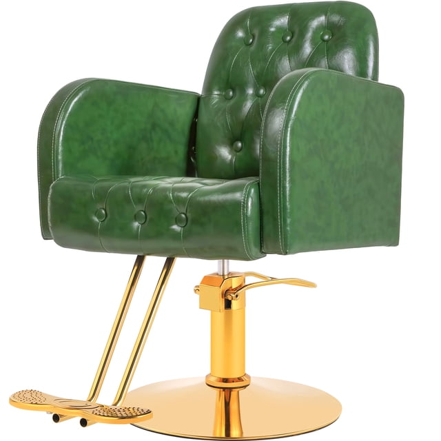 Silla Sillon Premium Barberia Estetica 360° Neumatica Verde