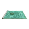thumbnail image 2 of Ahgly Company Machine Washable Indoor Rectangle Medallion Turquoise Blue Traditional Area Rugs, 2' x 5', 2 of 4