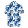 thumbnail image 4 of ALLLIST Collared Men Shirts Casual Short Sleeve Button Down Shirts Floral Blue Men's Clothing, 4 of 5