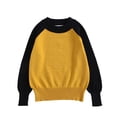 thumbnail image 1 of Pull en Coton Color Block pour Garçons et Filles Col Rond Garde au Chaud Chemise de Base Tricotée Jaune, 1 of 9