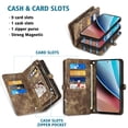 thumbnail image 3 of Asuwish Phone Case for Motorola Moto G Stylus 4G 2023 Zipper Wallet Detachable Cell Cover with Tempered Glass Screen Protector Crossbody Strap Flip Card Holder GStylus XT2317-1 XT2317-2 Women Brown, 3 of 8