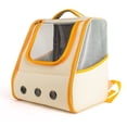 thumbnail image 1 of Mochila transportadora para gatos, transparente, color naranja, con bloques de color, fácil de limpiar, moderna, para exteriores y vacaciones., 1 of 12