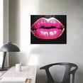 thumbnail image 4 of Lingy  Black and Pink Lips Canvas Wall Art Fashion and Glam Poster Sexy Red Lip Picture Gallery Wrap for Bathroom Bedroom Makeup Room Wall Decor  16x12in, 4 of 5