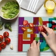 thumbnail image 3 of Birthday Cutting Board, Vibrant Colorful Letters Scattered Broken Text Puzzle Like Display Graphic Print, Decorative Tempered Glass Cutting and Serving Board, Large Size, Multicolor, by Ambesonne, 3 of 5
