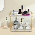 thumbnail image 4 of Wildnix 2-Tier Industrial Bathroom Organizer, White and Gold Iron & Glass Countertop Shelf, &nbsp; Design with High Load Capacity, Modern Style, 4 of 6