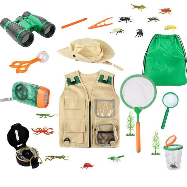 enqiretly Outdoor Explorer Set Toddlers Cargo kids fishing vest Vest and  Hat for vest camping Park Ranger Zoo Keeper