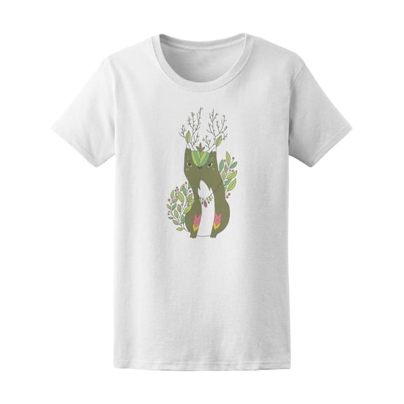 Cute Woodland Cat With Antlers Tee Women's -Image by Shutterstock