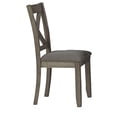 thumbnail image 4 of 7 Piece Dining Table Set Lattice Back Chairs Dark Gray Wood Polyester, 4 of 5